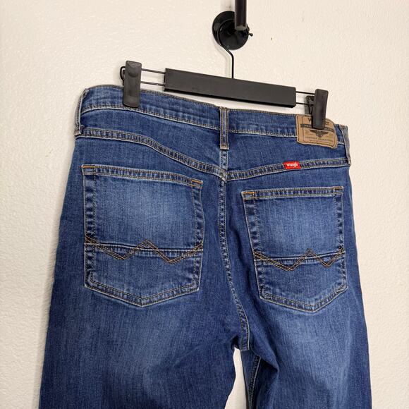 Wrangler Mens Jeans Size 31 Dark Wash Denim Blue Slim Straight Causal - Picture 12 of 12